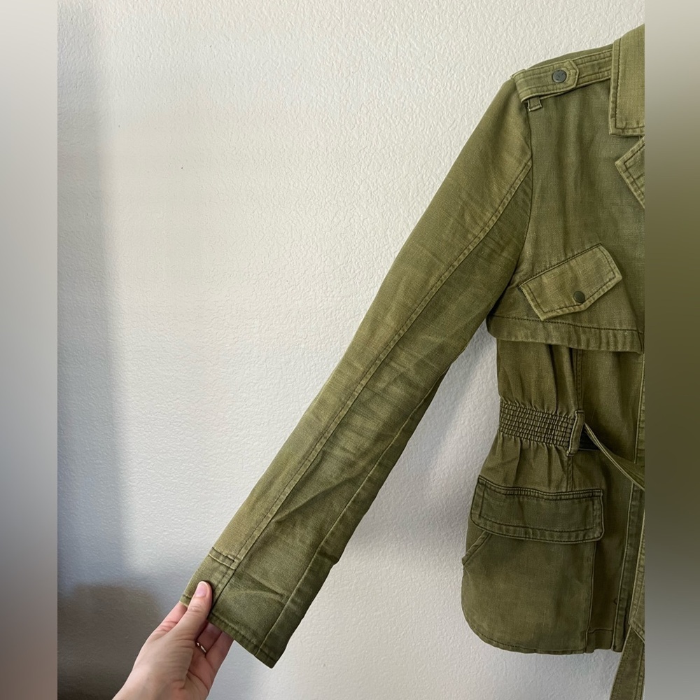 HEI HEI Anthropologie Ruffleback Military Green Jacket Women’s Size M - Picture 7 of 15